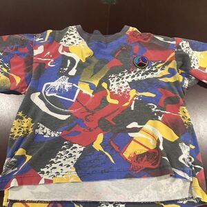 Vintage 90s Nike Jordan Abstract 8 All Over Tee – Double Stitch Size Large
